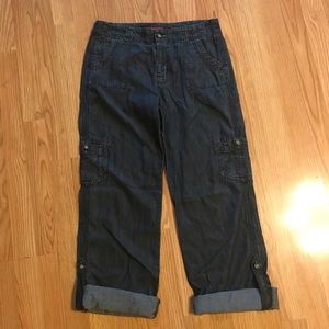 Merona Denim Pants Convertible Roll Up Chambray